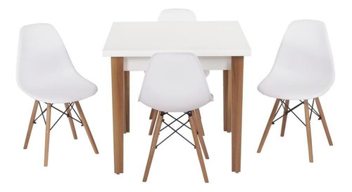 Kit Mesa Jantar Luiza 80cm Branca + 4 Cadeiras Eames Eiffel Cor Branco