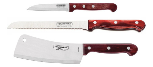 Cuchillos De Cocina Tramontina Polywood Set De 3 Profesional