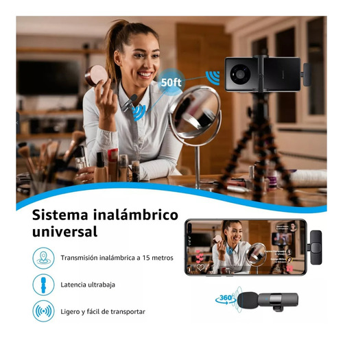 2 Micrófonos Inalámbrico Mini Lavalier Compacto Solapa Usb C