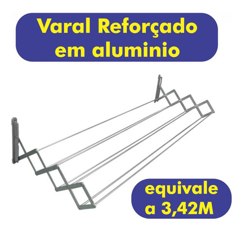 Varal De Parede Sanfonado De Alumínio Jurerê 60cm Mahil Cor Cinza