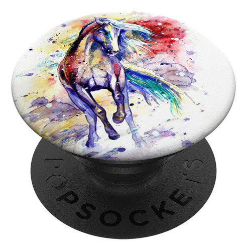 Caballo Colorido Regalo Acuarela Para Amante  Popsockets