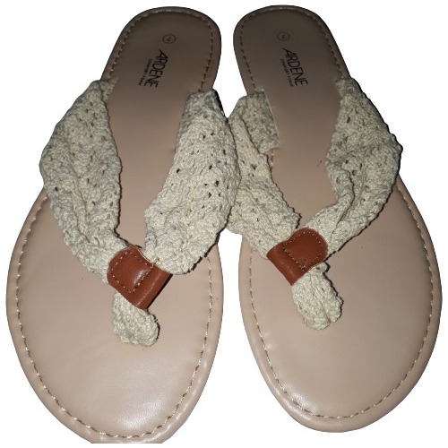 Sandalias Dama Beige Tejidas Talla 37