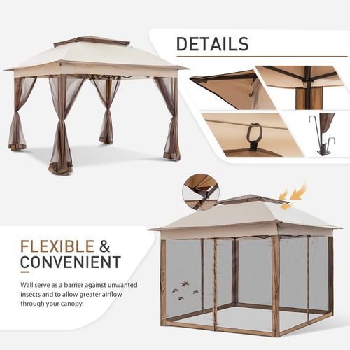 Carpa Toldo Gazebo Instantaneo 3x3 Bolsa Transporte Beige