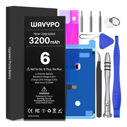 Wavypo Bateria Para iPhone 6, 3200 Mah, Nueva Version Mejora