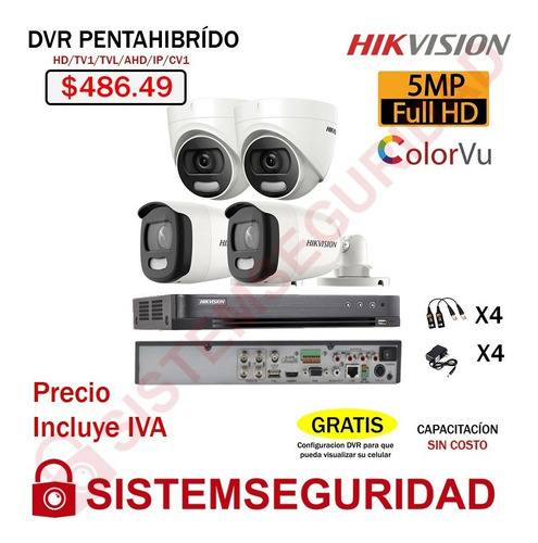 Imagen 2 de 7 de Kit 2 4 8 Camara De Seguridad 5mp Colorvu Color Vu Hikvision