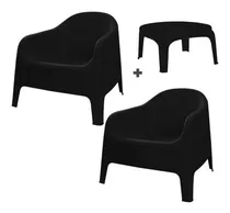 Comprar Juego 2 Sillones Sofas Reforz Negros Skarpo+1 Mesa Ratona Ne