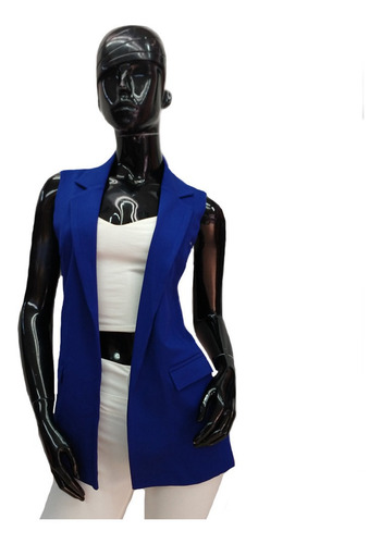 Imagen 5 de 10 de Chaleco Tipo Blazer Largo Para Mujer Casual Formal