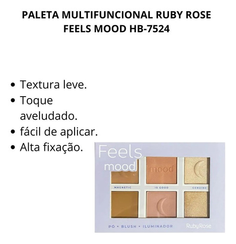 Paleta De Pó, Blush E Iluminador Feels Mood Ruby Rose