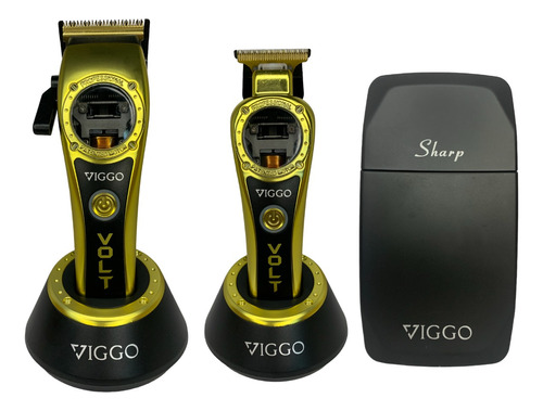 Combo Clipper + Trimmer Viggo Volt Doradas + Afeitadora 004