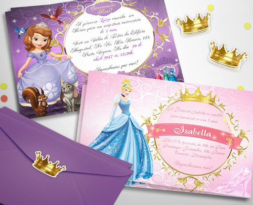 Imagem 1 de 8 de 30 Convites Princesa Sofia Personalizados + Frete Grátis