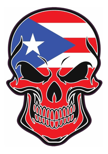 Wickedgoodz Puerto Rican Flag Skull Vinyl Decal Puerto Rico 