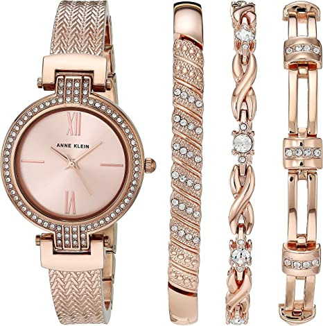 Anne Klein Women's Premium Crystal Accented Watch And