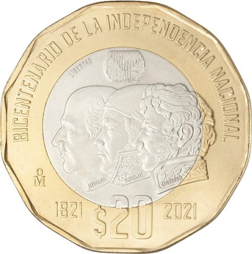 Moneda De 20 Pesos Bicentenario Conmemorativa Dodecagonal C1
