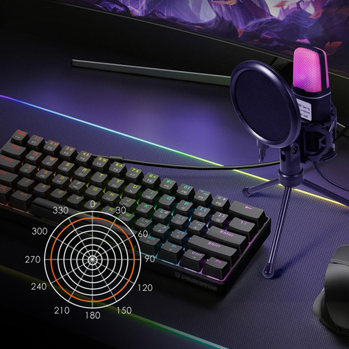 Micrófono De Condensador Iluminación Rgb Ajustable Para