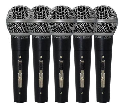Kit De 5 Microfones De Mão Dinâmico Ht48a-5 - Csr