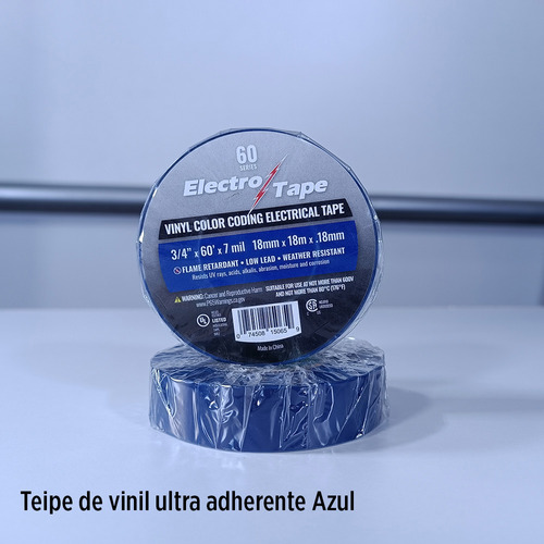 Teipe De Color Azul De Vinil 3/4inx60ft