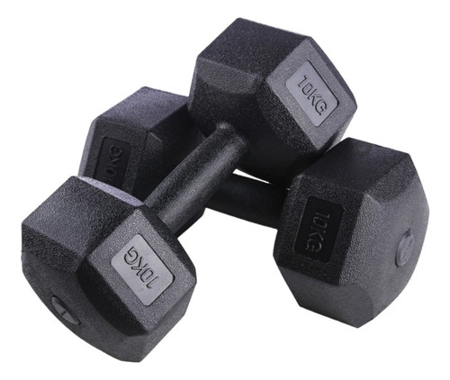 Par (2) Mancuernas 10 Kg C/u Hexagonales Recubiertas Gym