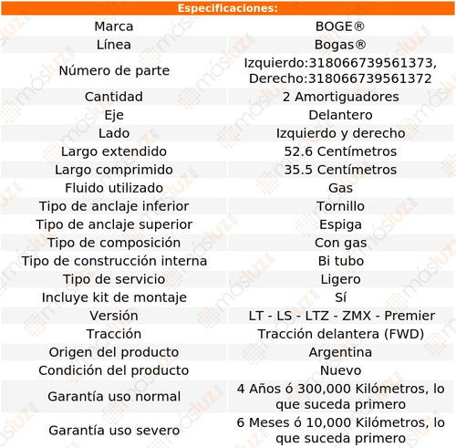Kit 2 Amortiguadores Gas Del Sonic L4 1.6l 12/17 Boge Bogas