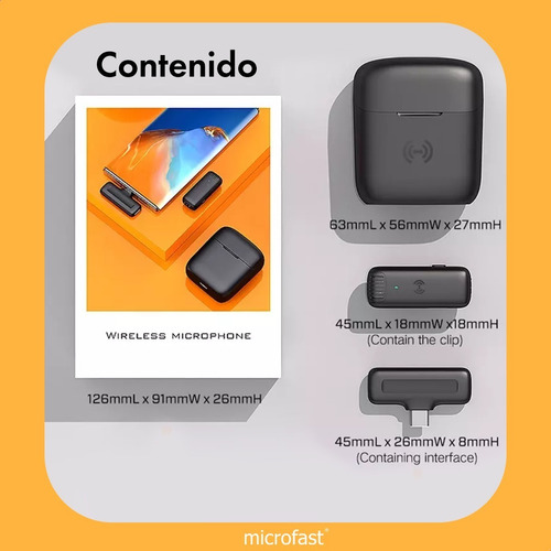 Micrófono Corbatero Clip Inalámbrico Celular Recargable Anc
