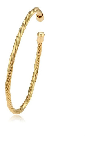 Pulsera Abierta Labrada Oro Laminado 18k