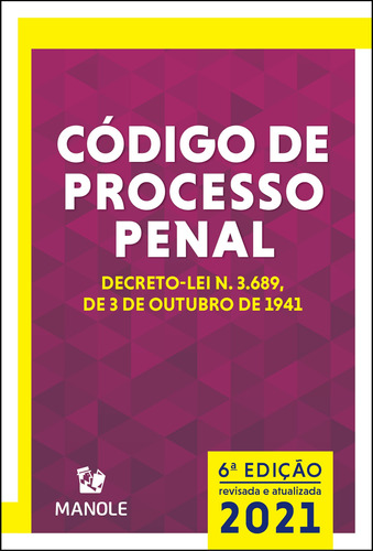 Código de processo penal, de Manole, ia Jurídica da a. Editora Manole LTDA, capa mole em português, 2021