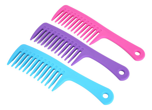 Peine Antiestático, 3 Colores, Dientes Anchos, Mango Recto,