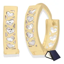 Comprar Aretes Huggie Arracadas Oro 10k 13mm Corazón Doble Vista Aretes Arracadas Oro Sólido 10k Mujer Gruesas Oro Puro Argolla Arete Aretes Mujer Dama Regalo Joyería Fina Oro 10 Kilates Niña Joyería Fina