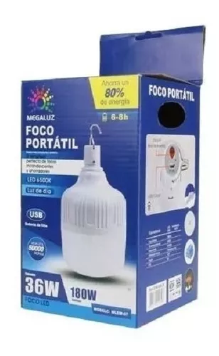 Foco Emergencia Recargable Led 36w Em04w36 Portatil - T2187 Color Blanco