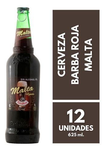 Cerveza Barba Roja Malta Dulce Sin Alcohol 625ml Pack X 12