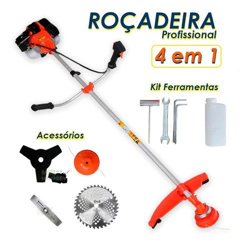 Imagem 1 de 9 de Roçadeira Gasolina 63cc 4 Em 1 Frete Rapido + Nota Fiscal