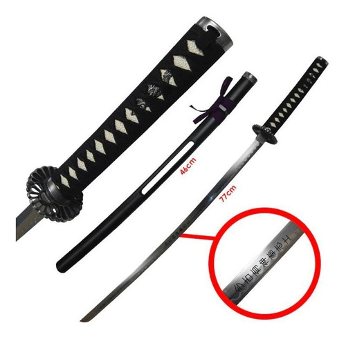Katana Kanjis Funda Descubierta Espada Samurai Negro Acero