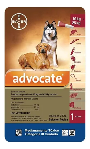 Advocate Antiparasitario Perros 10,1 A 25kg Pipeta 2,5ml