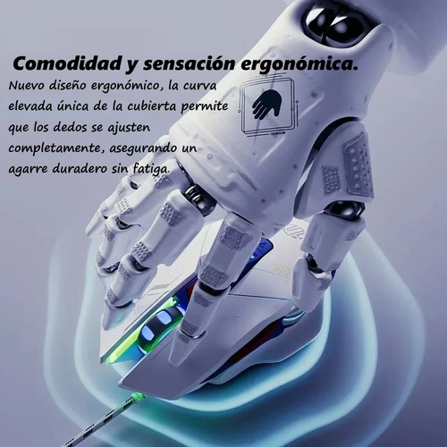 Mouse Inphic W9p Blanco Ergonómico Silencioso Con Cable 7 Botones Gamer 4 Niveles De Dpi Y Luminiscencia Alambrico Para Portátiles Y Ordenadores De Sobremesa