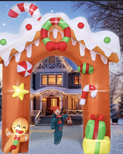 Inflable Navideño Arco De Jengibre Gigante