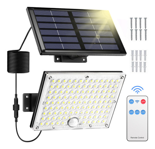 Lámpara Solar Exterior Para Jardín Impermeable Remoto 113 Led 3 Modos