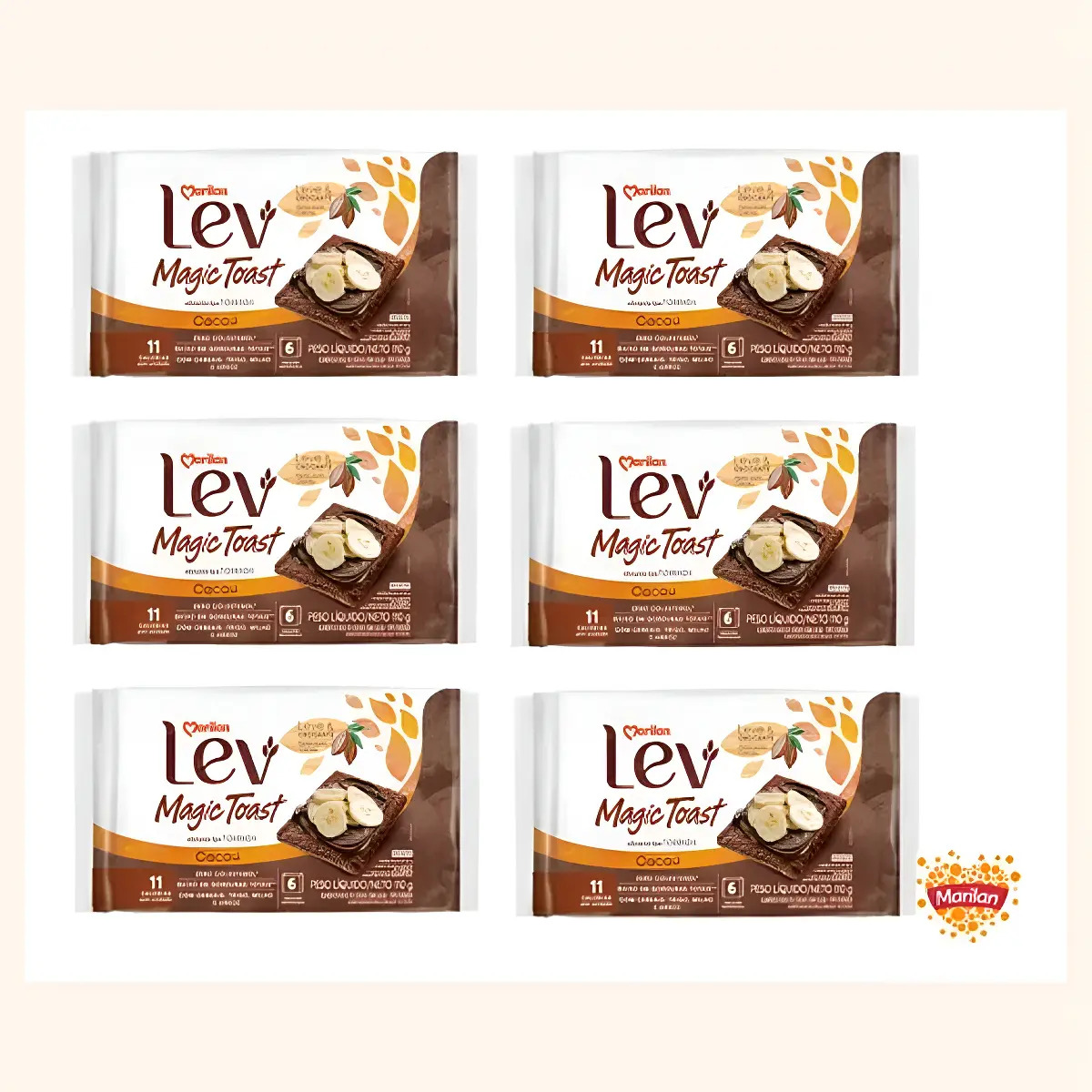 Torrada Lev Magic Toast Cacau Torrada Lev Magic Toast Cacau 110g de cacau, cereais sem sal 660 g pacote x 6