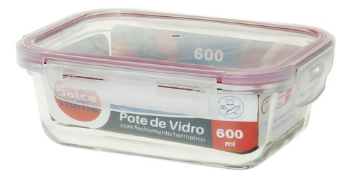 Pote Hermético Vidro Marmita 600ml Microondas Forno Freezer Cor Transparente