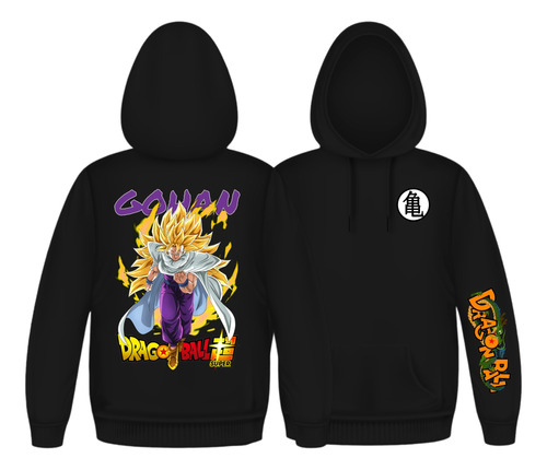 Buzo Capota Dragon Ball Gohan Hoddies Serie Black Gt37