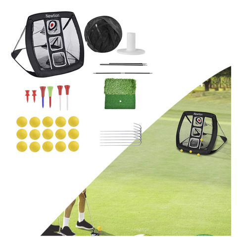 Golf Chipping Net Hitting Mat Swing Equipment Tee Holder