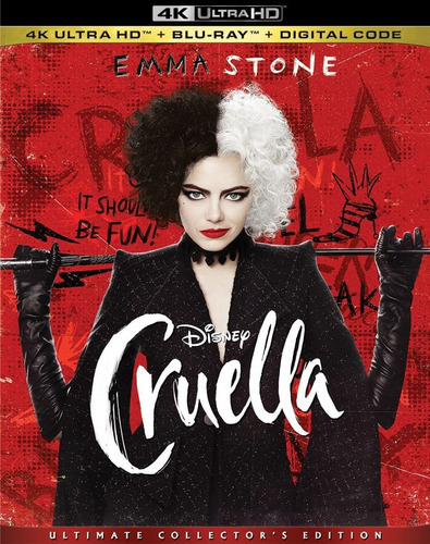 Cruella | Blu Ray 4k Hd + Blu Ray + Dig. Película Nuevo