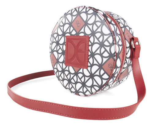 Bolsa Crossbody Cloe Para Mujer Estampado Geométrico Con Asa Color Rojo