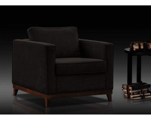 Poltrona Suede Com Pés Em Madeira Aspen Wt