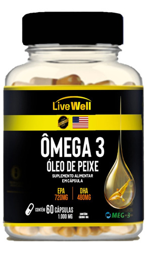  Ômega 3  Óleo De Peixe -  60 Caps Sabor Natural