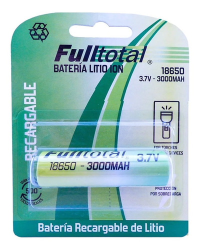 Imagen 1 de 1 de Pila 18650 Fulltotal Litio Ion 3.7v 3ah Reales