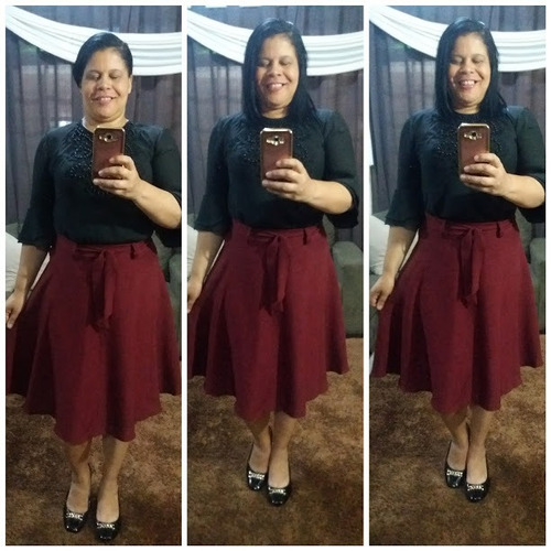  Lindas Saias De Linho Com Cinto Godê Plus Size Moda  Cristâ