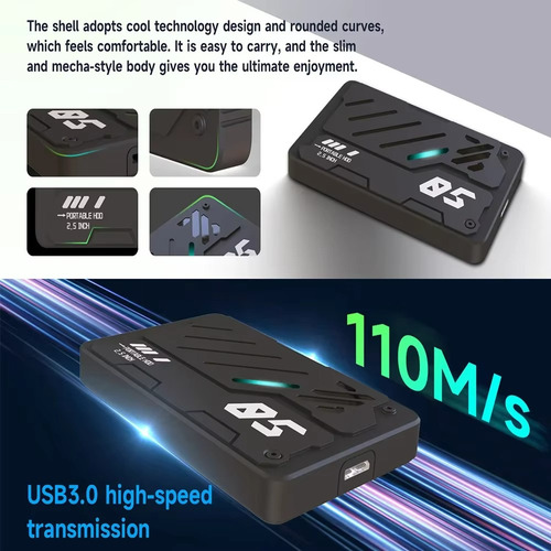 Portátil Tipo C 500gb Armazenamento Expandido Disco Rígido Disco Rígido Externo Usb 3.0 Portátil, 2.5 Rgb Polegadas Para Windows,linux,mac Outros, Compatível Com Computador Videogames Ps4 Xbox Jogos