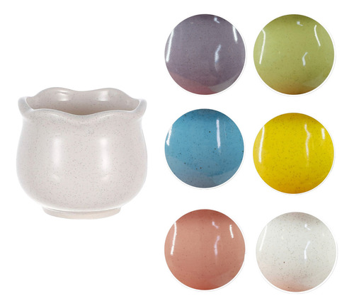 Mini Macetero De Ceramica Circular, Pack De 6 Color Variados Liso