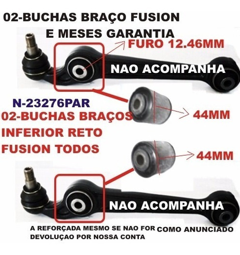 02 Bucha Ford Fusion Braço Inferior Reto Suspensão Dianteira