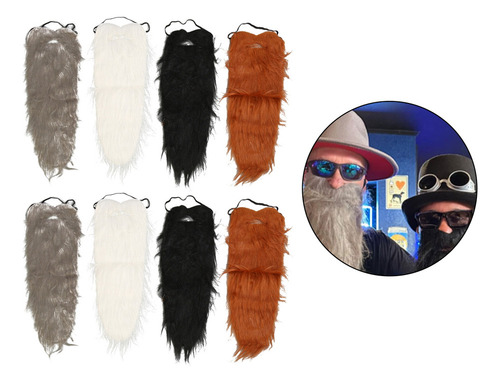 Disfraz De Barba Larga De 8 Piezas Bigotes De Barba Falsa