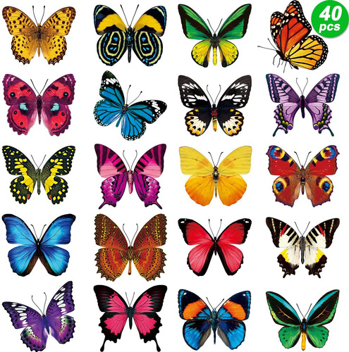 40 Piezas Mariposa Calcomanías Anticolisión Ventanas ...